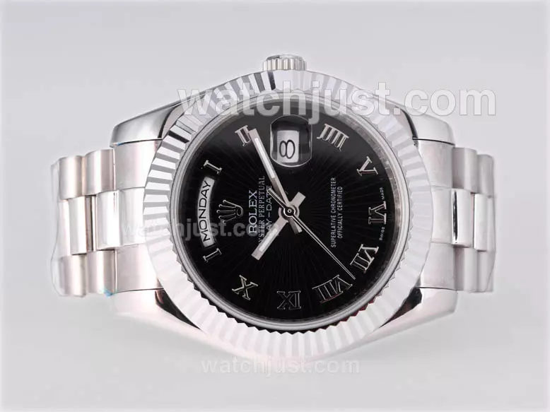 Rolex Day Date Ii Automatic Roman Marking With Black Dial Pant25386