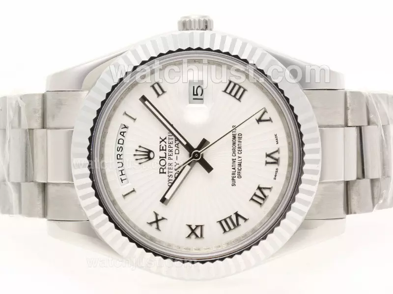 Rolex Day Date Ii Automatic Roman Marking With White Dial Pant38305