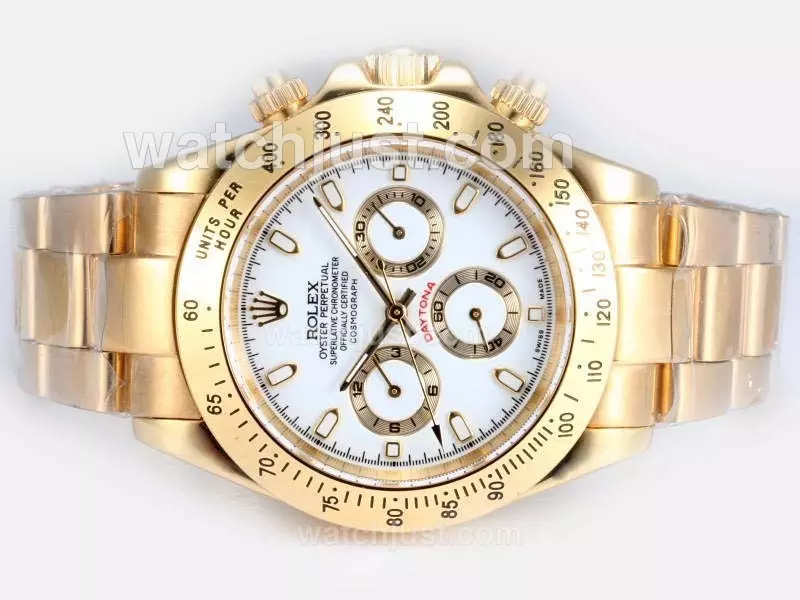 Rolex Daytona Automatic  Full Gold Plated With White Dial Pant17710