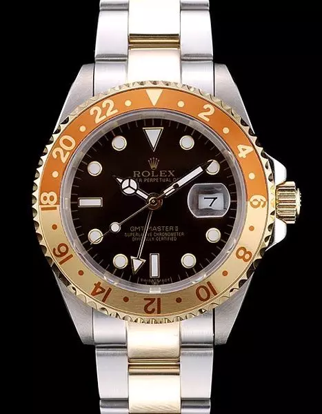 Swiss Rolex Gmt Master Ii Gold Colored Ceramic Bezel Brown Dial Tachymeter Perfect Watch Rolex3832