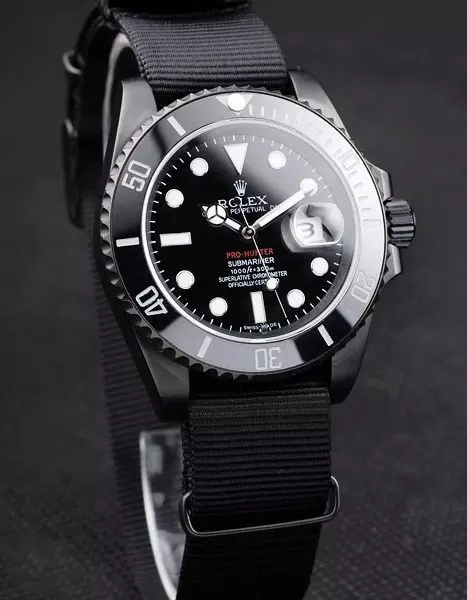 Swiss Rolex Submariner Pro Hunter Black Fabric Strap Black Dial Perfect Watch Rolex3848