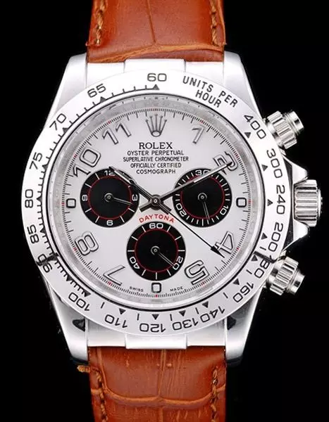 Swiss Rolex Daytona Stainless Steel Case White Dial Brown Leather Strap Perfect Watch Rolex3795
