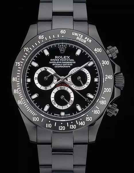 Swiss Rolex Daytona Black Ion Plated Tachymeter Black Stainless Steel Strap Black Dial Perfect Watch Rolex3769