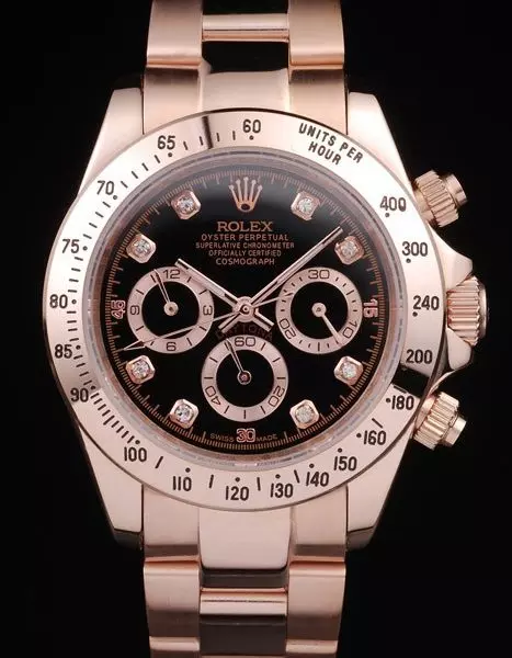 Swiss Rolex Daytona Rose Gold Plated Stainless Steel Black Dial Perfect Watch Rolex3788