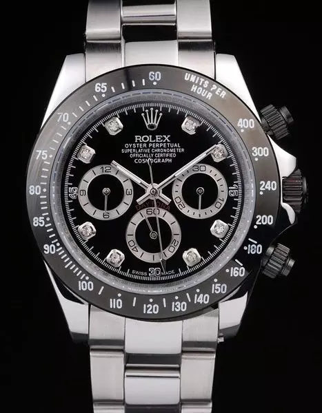 Swiss Rolex Daytona Stainless Steel Black Enameled Black Dial Perfect Watch Rolex3789