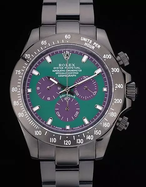 Swiss Rolex Daytona Black Ion Plated Tachymeter Black Stainless Steel Strap Green Dial Perfect Watch Rolex3770