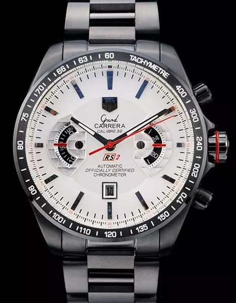 Swiss Tag Heuer Carrera Black Stainless Steel Case White Dial Perfect Watch Tage4110