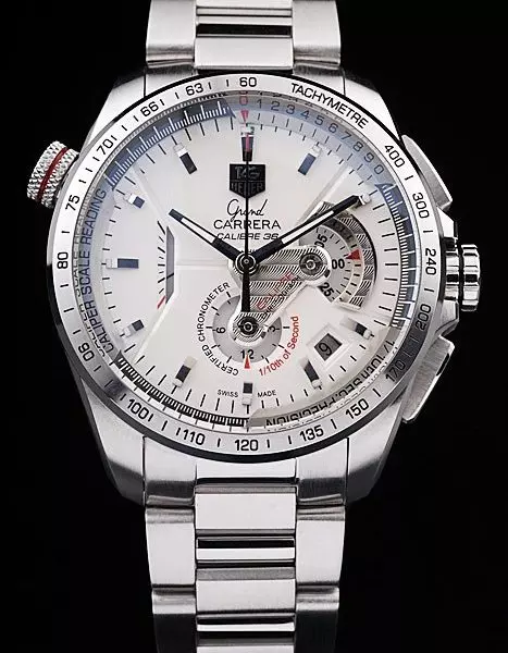 Swiss Swiss Tag Heuer Carrera Tachymeter Bezel Stainless Steel White Dial Perfect Watch Tage4104