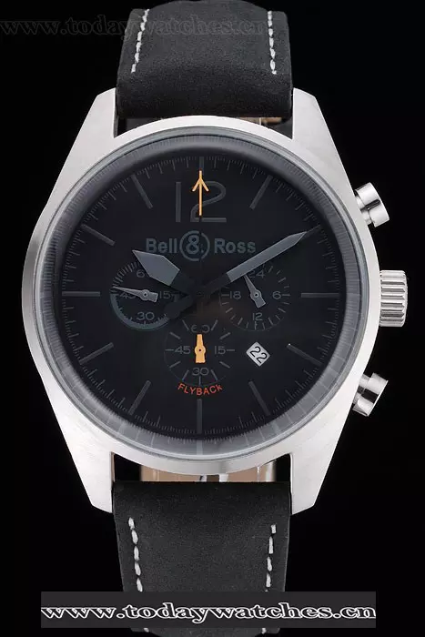 Bell And Ross Br126 Flyback Black Dial Silver Case Black Suede Leather Strap Pant121196