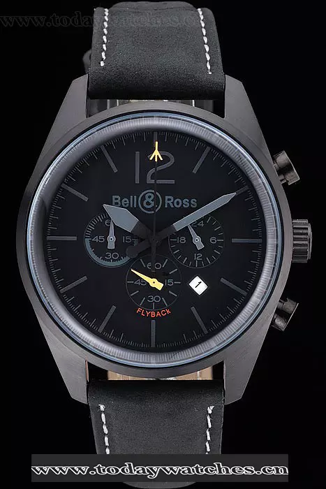 Bell And Ross Br126 Flyback Black Dial Black Case Black Suede Leather Strap Pant121199