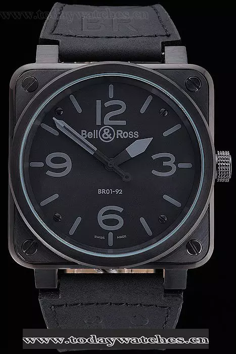 Bell And Ross Br 01 92 Black Dial Black Case Black Leather Strap Pant121205