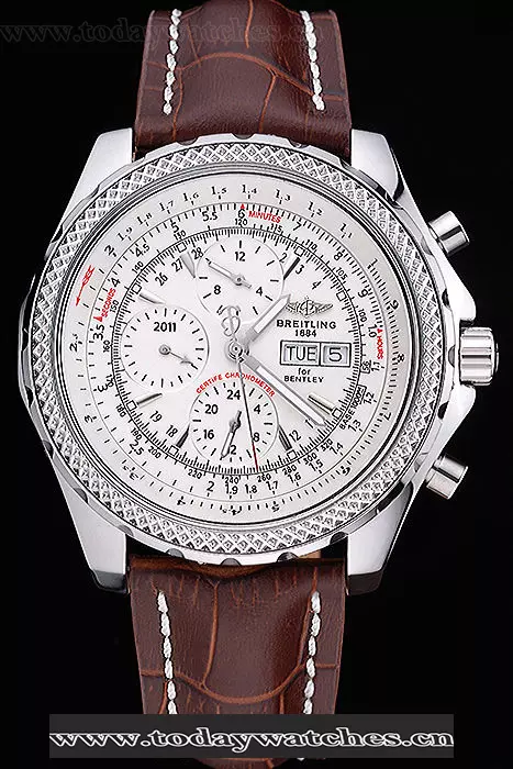 Breitling Bentley Gt Racing White Dial Stainless Steel Case Brown Leather Bracelet Pant60126