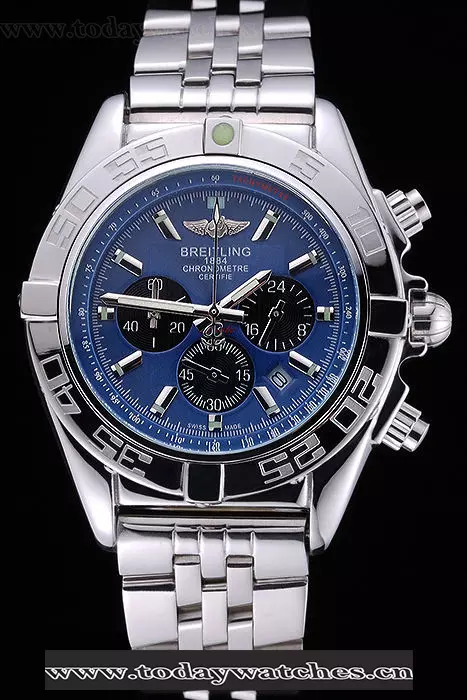 Breitling Chronomat 44 Blue Dial With Black Subdials Stainless Steel Bracelet Pant60397