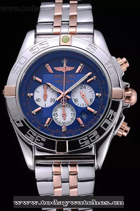 Breitling Chronomat 44 Blue Dial With White Subdials 2 Tone Stainless Steel Bracelet Pant60399