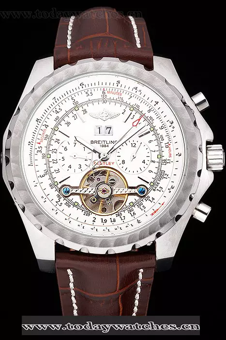 Breitling Bentley Mulliner Tourbillon White Dial Stainless Steel Case Brown Leather Strap Pant120709