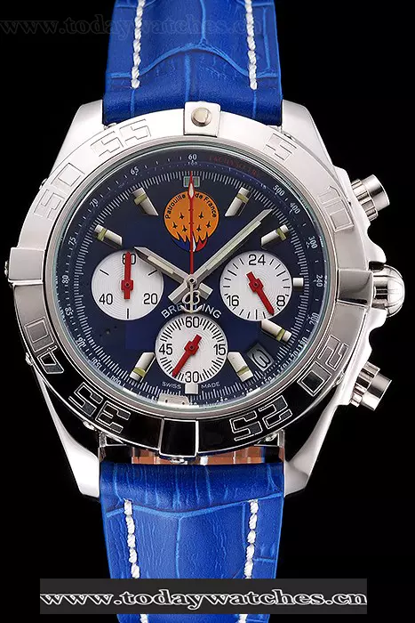 Breitling Chronomat Frecce Tricolori Blue Dial Stainless Steel Case Blue Leather Strap Pant122024