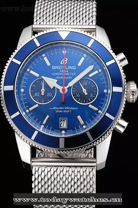 Breitling Superocean Heritage Chronographe 44 Blue Dial And Bezel Stainless Steel Case And Bracelet Pant122896