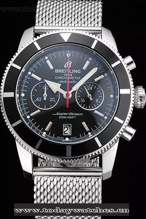 Breitling Superocean Heritage Chronographe 44 Black Dial And Bezel Stainless Steel Case And Bracelet Pant122897