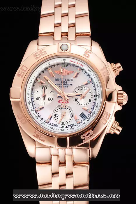 Breitling Chronomat Quartz Pearl Dial Rose Gold Case And Bracelet Pant122885