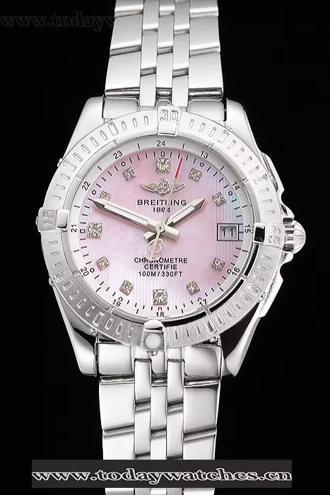 Breitling Colt Lady Pink Dial Diamond Hour Marks Stainless Steel Case And Bracelet Pant122891