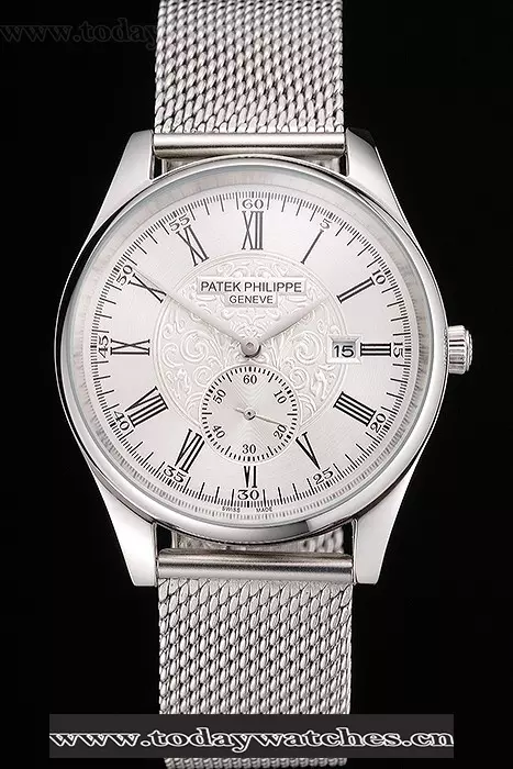 Patek Philippe Calatrava Small Seconds Silver Engraved Dial Stainless Steel Case And Bracelet Pant122966