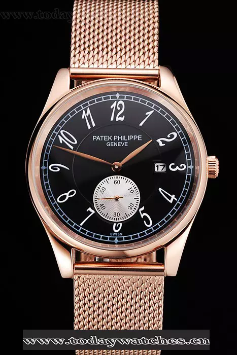 Patek Philippe Calatrava Small Seconds Black Dial Rose Gold Case And Bracelet Pant122971