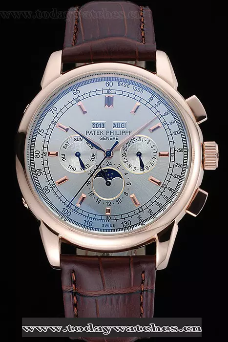 Patek Philippe Grand Complications White Dial Brown Leather Bracelet Pant59112