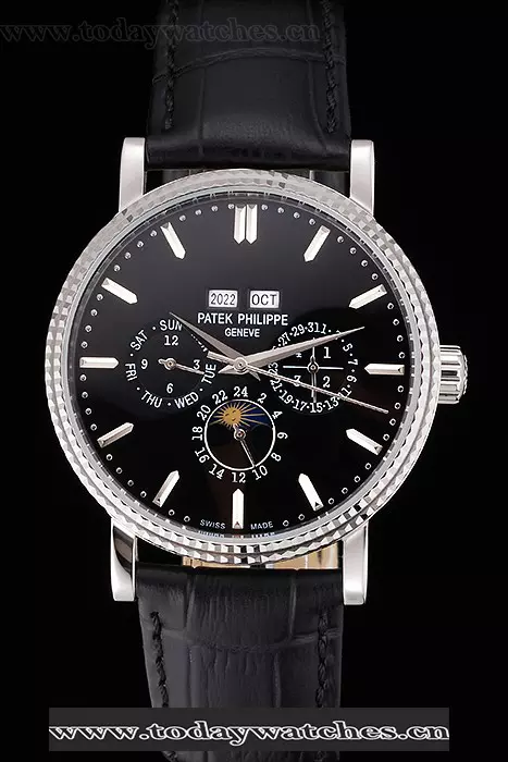 Patek Philippe Grand Complications Perpetual Calendar Black Dial Black Leather Bracelet Pant11501