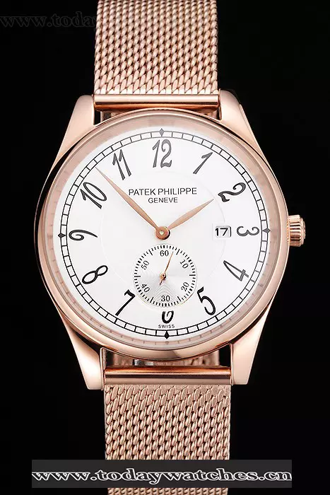Patek Philippe Calatrava Small Seconds White Dial Rose Gold Case And Bracelet Pant122969
