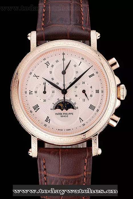 Patek Philippe Grand Complications Rose Gold Dial Engraved Rose Gold Case Brown Leather Bracelet Pant125139