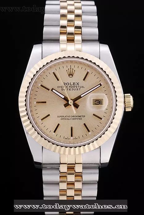 Rolex Datejust Gold Dial Ribbed Bezel Pant58631