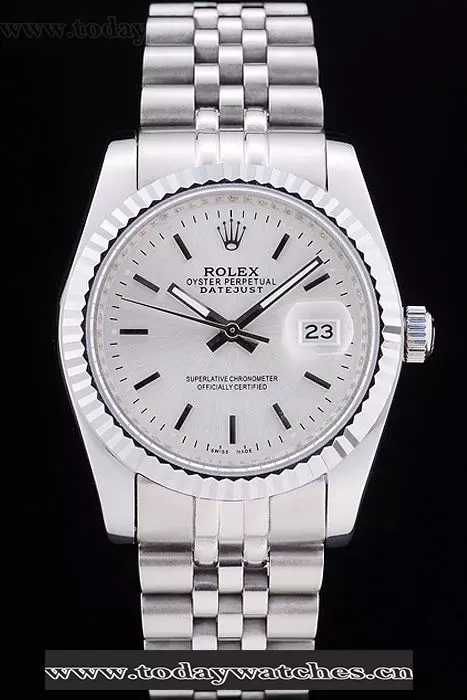 Rolex Datejust Silver Dial Ribbed Bezel Pant58638