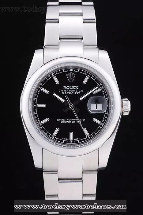 Rolex Datejust Polished Silver Bezel Black Dial Pant58648
