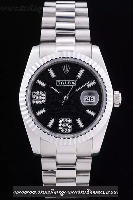 Rolex Datejust Diamonds Black Dial Ribbed Bezel Pant58650