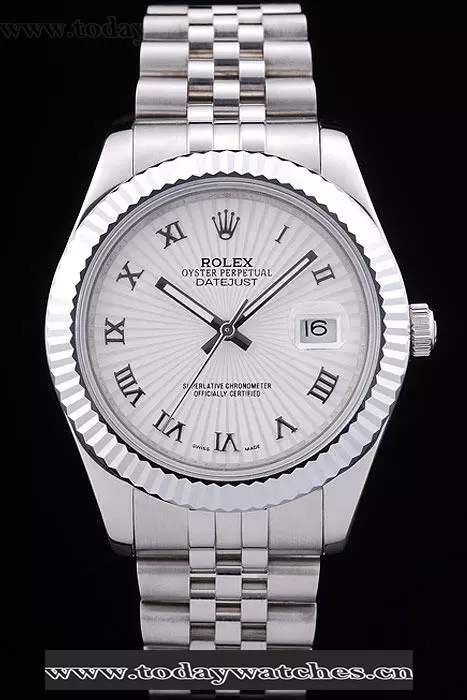 Rolex Datejust White Radial Dial Ribbed Bezel Pant58659