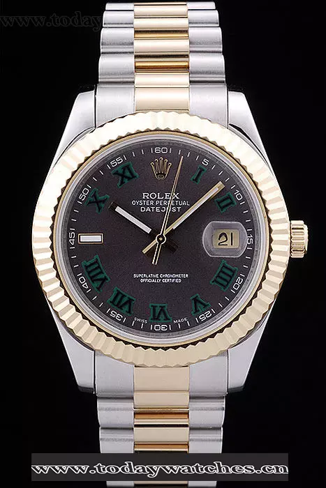 Rolex Datejust Brown Dial Gold Ribbed Bezel Pant58660