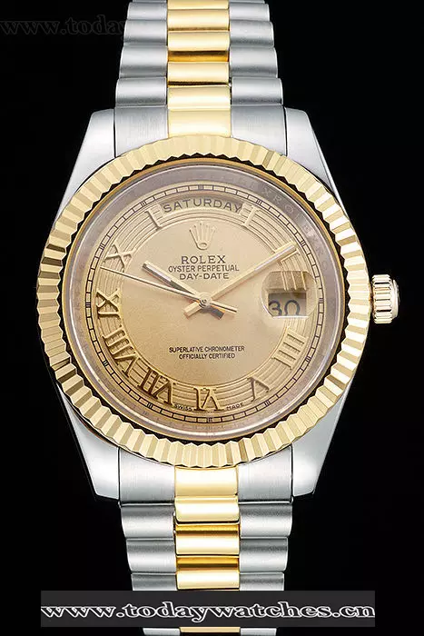 Rolex Day Date Two Tone Stainless Steel  Gold Plated Gold Dial Pant58030