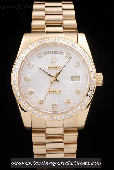 Rolex Day Date  Yellow Gold Plated Stainless Steel White Dial Pant58031
