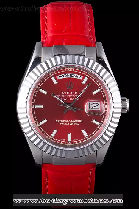 Rolex Daydate 2013 With Red Dial And Red Leather Band Pant59475