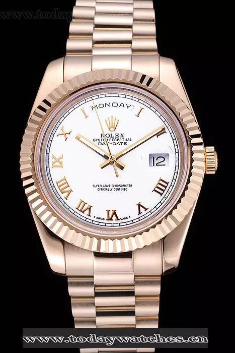 Rolex Day Date White Dial Rose Gold Bracelet Pant60435