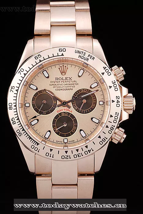 Rolex Daytona Rose Gold Plated Stainless Steel Bezel Rose Gold Dial Pant58670