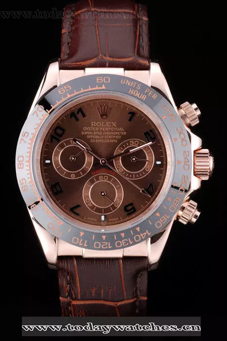 Rolex Daytona Rose Gold Case Brown Dial Brown Leather Strap Pant58729