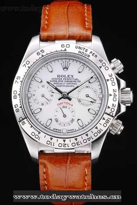 Rolex Daytona Lady Stainless Steel Case White Dial Brown Leather Strap Tachymeter Pant58738