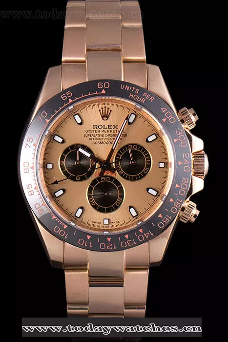 Rolex Daytona Ion Plated Tachymeter Rose Gold Strap Rose Gold Dial Pant59208