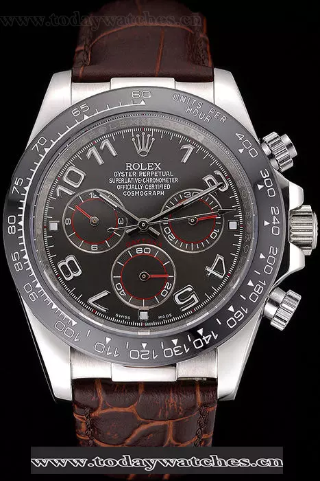 Rolex Cosmograph Daytona Stainless Steel Case Grey Racing Dial Leather Bracelet Pant60520