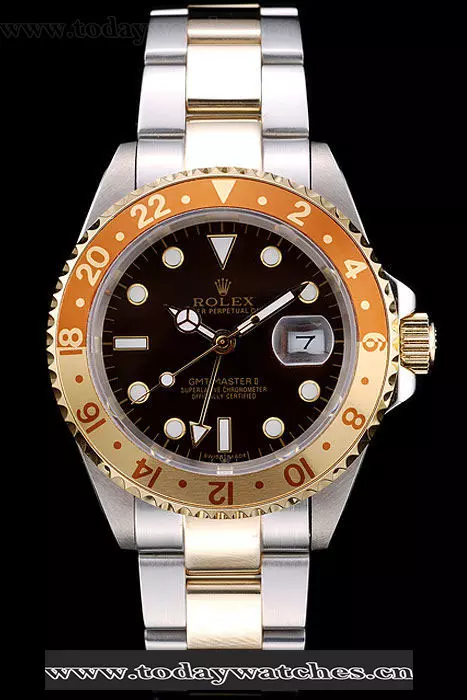 Rolex Gmt Master Ii Gold Colored Ceramic Bezel Brown Dial Tachymeter Pant58720