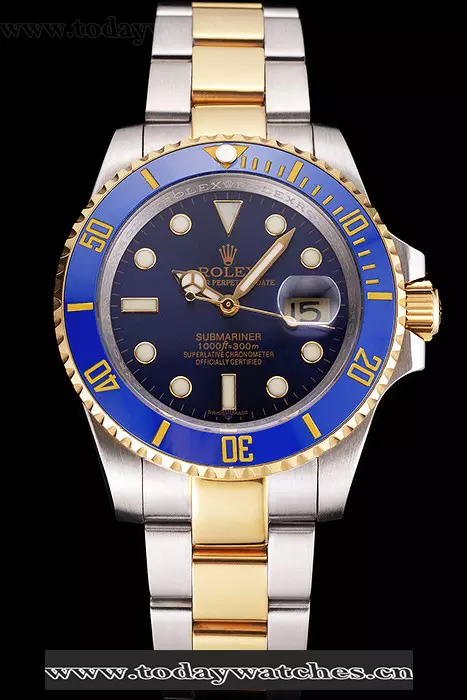 Rolex Submariner Blue Dial And Bezel Two Tone Steel Gold Bracelet Pant121627