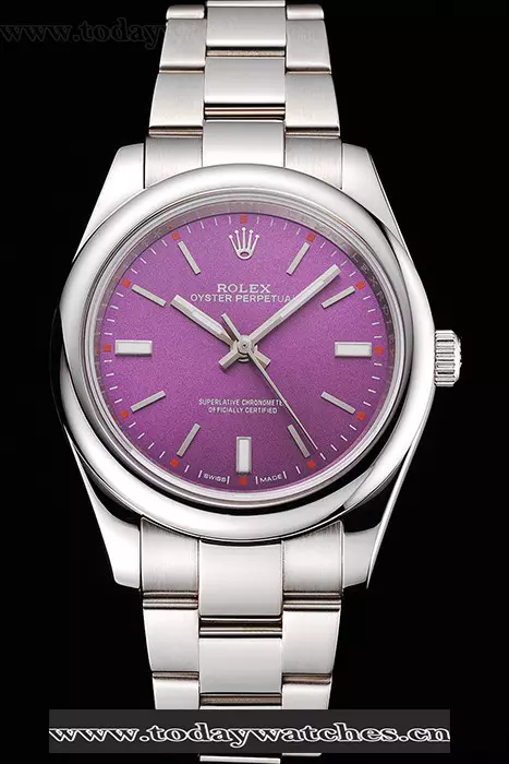 Rolex Oyster Perpetual Red Grape Dial Stainless Steel Case And Bracelet Pant122248