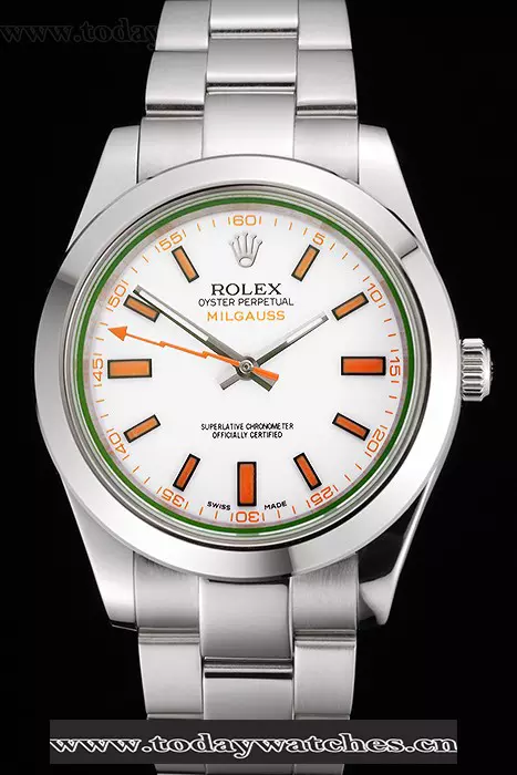 Rolex Milgauss White Dial Orange Markings Stainless Steel Case And Bracelet Pant123007