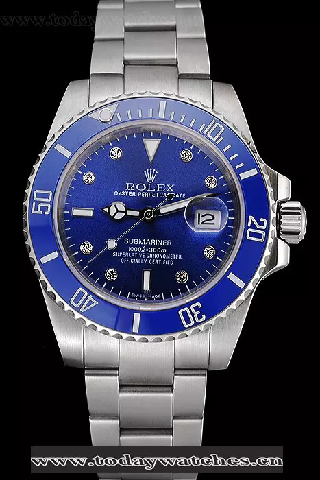 Rolex Submariner Stainless Steel Case Blue Dial Diamond Markers Stainless Steel Bracelet Pant119918
